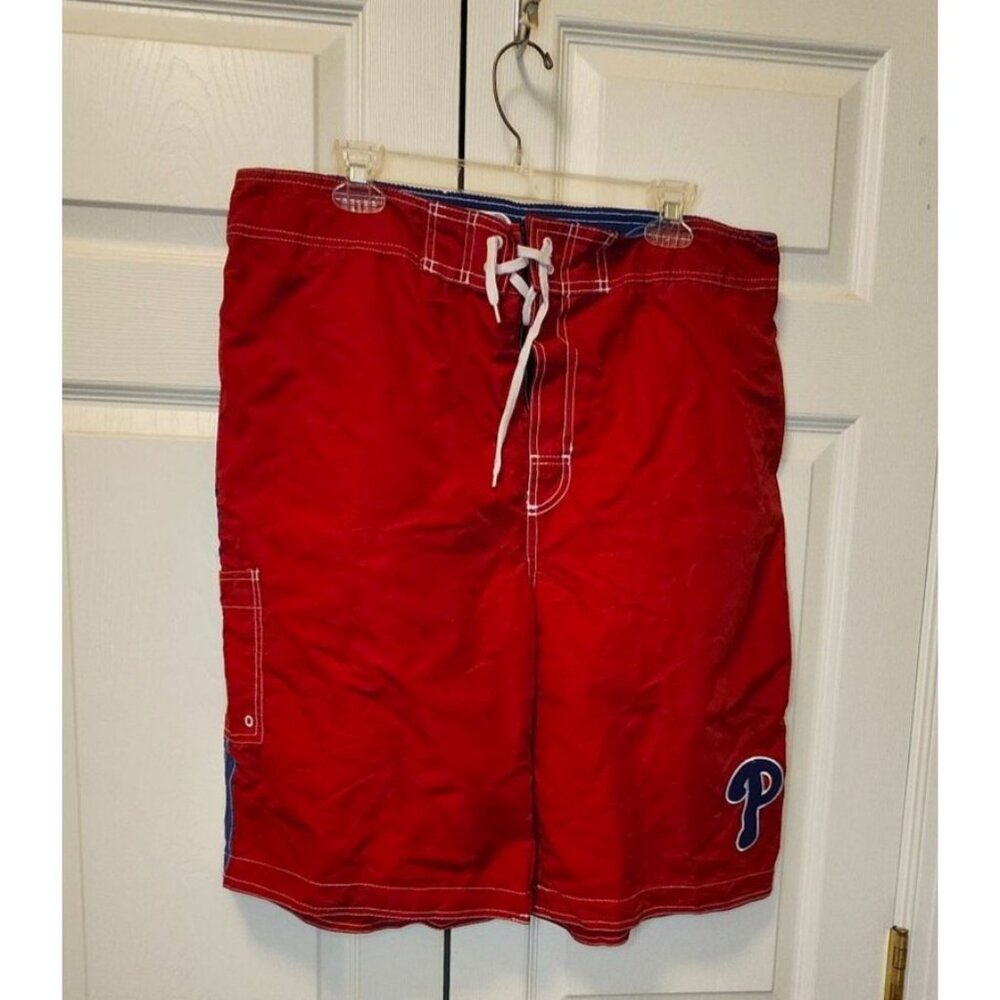 Men Red Philadelphia Phillies MLB Red Swim Trunks Shorts Size XXL